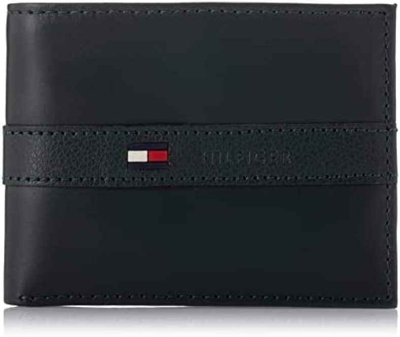 Tommy Hilfiger Men’s Leather Wallet – Slim Bifold with 6 Credit Card Pockets and Removable ID Window