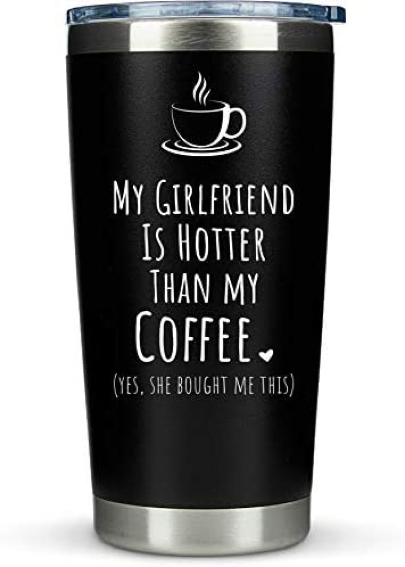 Boyfriend Gifts from Girlfriend- Travel Coffee Tumbler/Mug 20oz Insulated Stainless Steel – Funny Gift Idea for Year Anniversary, Valentines Day, Cute Presents, 1, Birthday