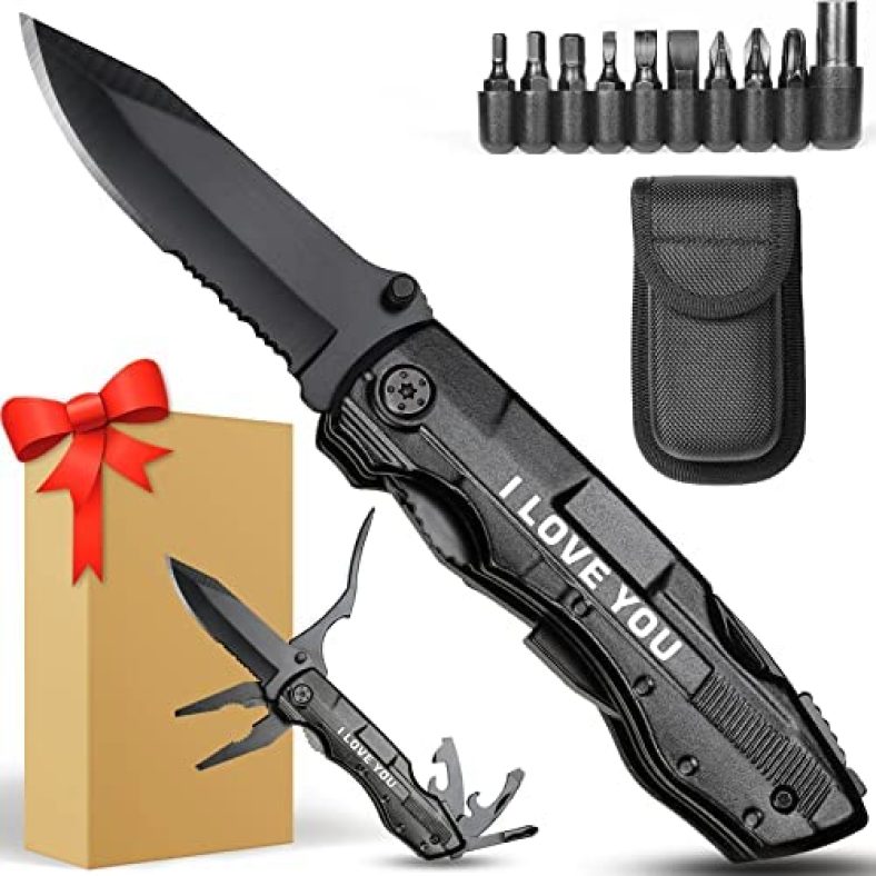 Gifts for Boyfriend Him Husband Dad Men,Multitool Knife I LOVE YOU,Christmas Stocking Stuffers,Anniversary Cool Gifts for Husband,Fathers Day Birthday Gifts,Valentines Day Unique Gifts,Gadget Gifts