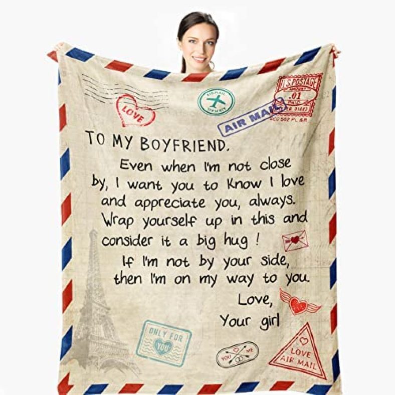 Wisegem Boyfriend Gifts – Boyfriend Blanket from Girlfriend – Sentimental Gifts for Boyfriend – Romantic Gifts for Him 60″x50″ – Best Boyfriend Gifts for Men – Anniversary Birthday Gift Ideas