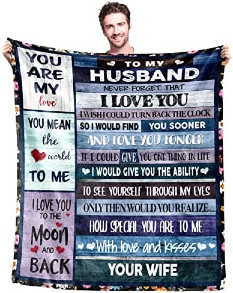 Gifts for Husband Ultra Soft Blanket, Anniversary for Him, Fathers Day Husband Gifts from Wife, Birthday Christmas Light Weight Flannel Blanket Couch Bed 60” x 50”