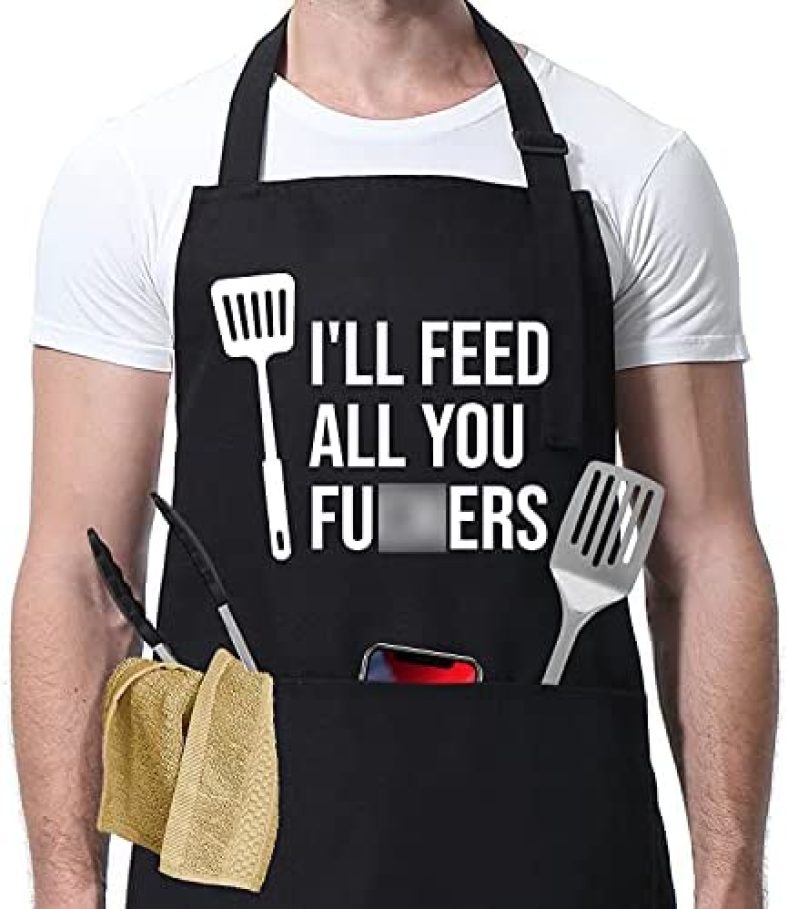 I’ll Feed All You – Funny Aprons for Men, Women – Dad Gifts, Gifts for Men – Fathers Day, Birthday Gifts for Dad, Husband, Brother, Boyfriend, Mom, Son, Friend – Miracu Cooking Grilling BBQ Chef Apron