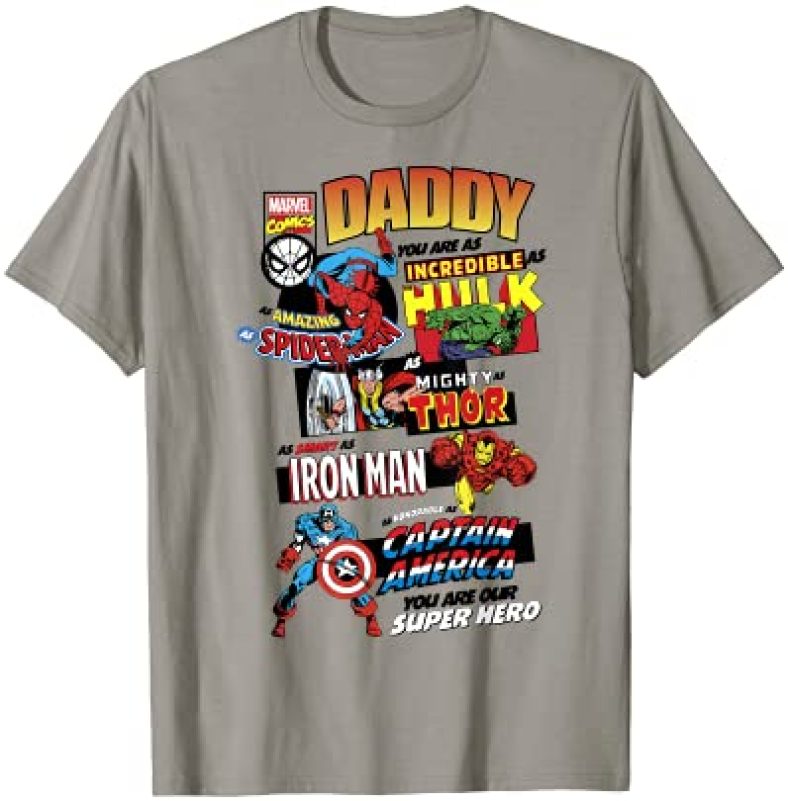 Marvel Avengers Father’s Day Retro Comic Graphic T-Shirt T-Shirt