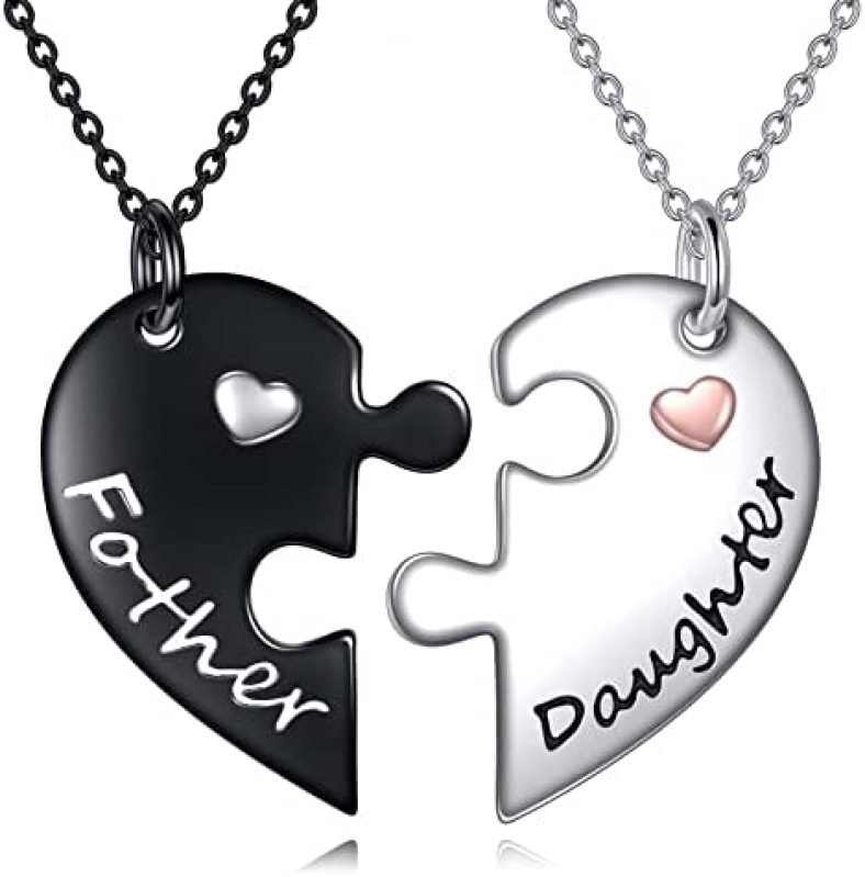 POPLYKE Father Daughter Mother Daughter Necklace Sterling Silver Mothers Day Birthday Jewelry Gifts for Women Mom Daughter Daddy Wife