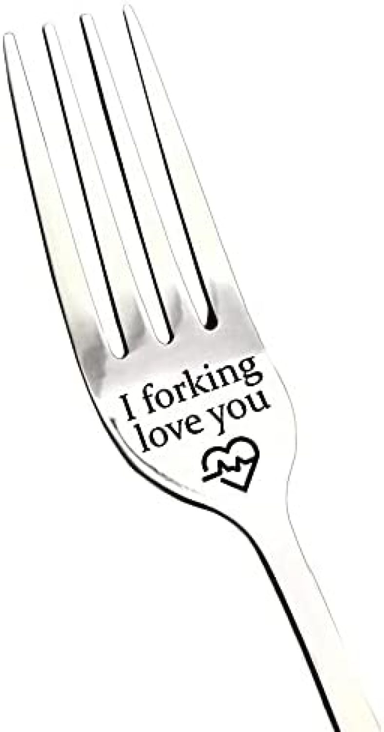 I Forking Love You Dinner Forks, Inspirational Funny Engraved Forks, Stainless Steel Table Forks, Gifts for Boyfriend, Girlfriend, Husband, Wife, Cute Wedding, Anniversary, Valentines Gifts, 8 Inches