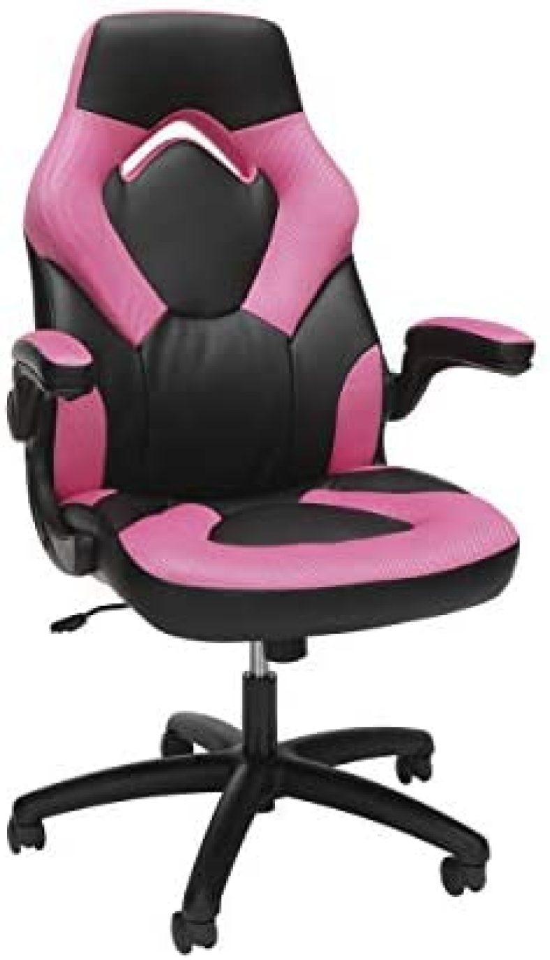 OFM ESS Collection Racing Style Bonded Leather Gaming Chair, in Pink (ESS-3085-PINK)