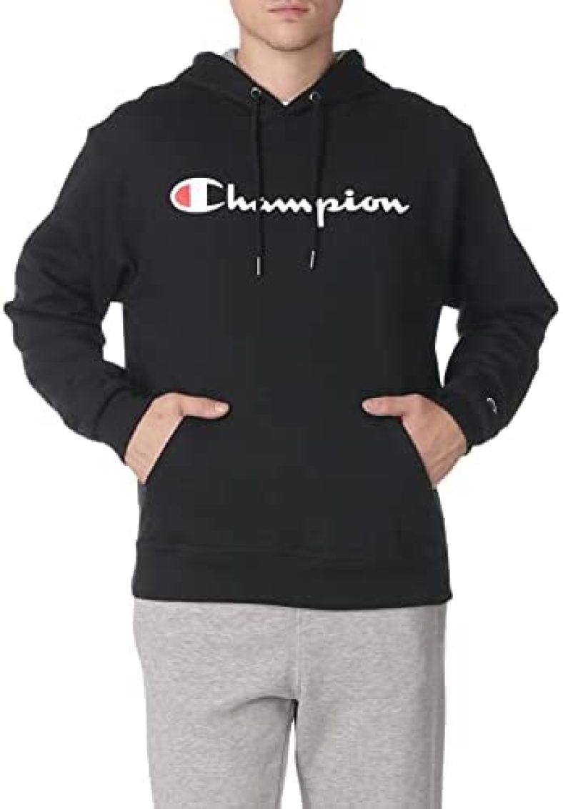 Champion Men’s Powerblend Fleece Pullover Hoodie, Script Logo