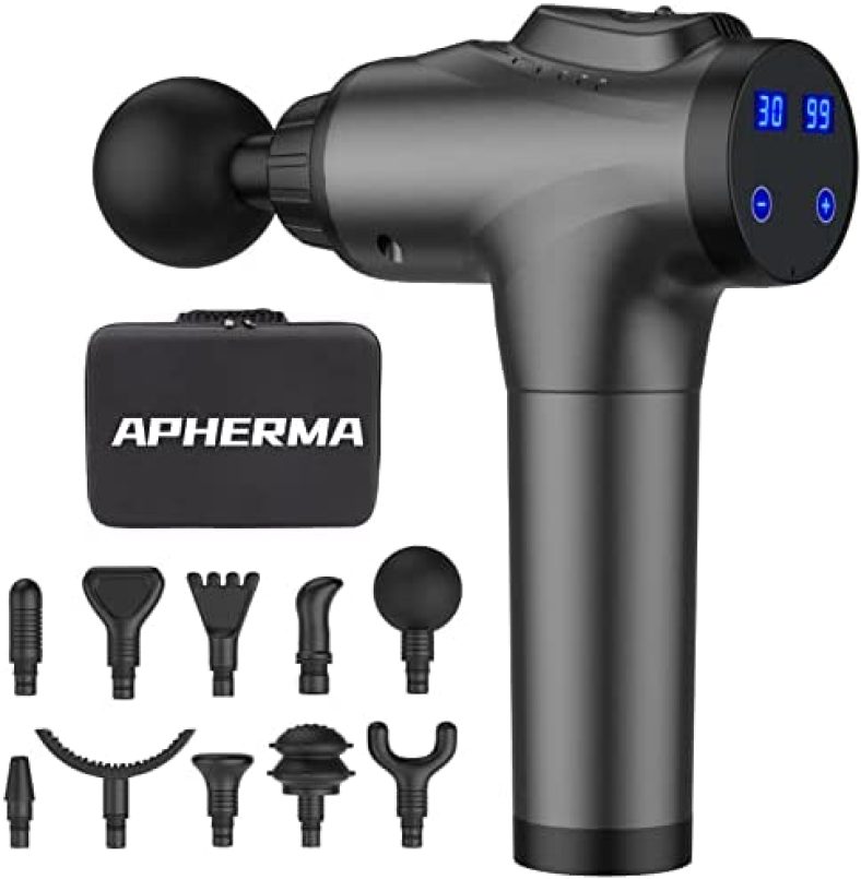 APHERMA Massage Gun, Muscle Massage Gun for Athletes Handheld Deep Tissue Massager Tool 30 Speed Levels 10 Heads