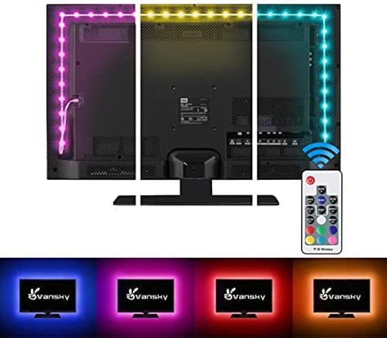 LED Strip Lights,Vansky Bias Lighting Strip for TV USB Powered for 40-60 Inch Flat Screen TV, Desktop PC – 16 Multi Colors (Reduce Eye Fatigue and Increase Image Clarity)–Waterpoof