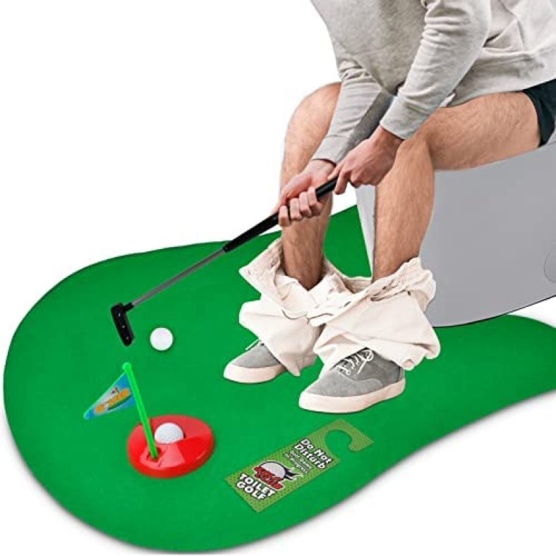 Dad Gifts – Fathers Day Birthday Gag Gifts from Son, Daughter – Toilet Game Mini Golf Toy- Funny Valentines Day for Dad, Men, Husband, Boyfriend, Him