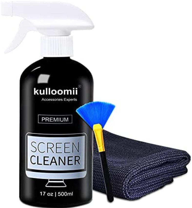 Screen Cleaner Spray, 17oz Screen Cleaning Kit for Iphone, Ipad, TV, Monitor, Laptop, Computer, Macbook, Kulloomii 500ml Large Bottle Electronic Cleaner with Microfiber Cloth and Brush