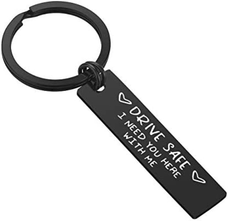 Drive Safe Keychain Gifts for Boyfriend – I Need You Here with Me Black Cute Keyring Boyfriend Husband Gifts from Girlfriend Wife, Valentine’s Day Birthday Gifts for Him