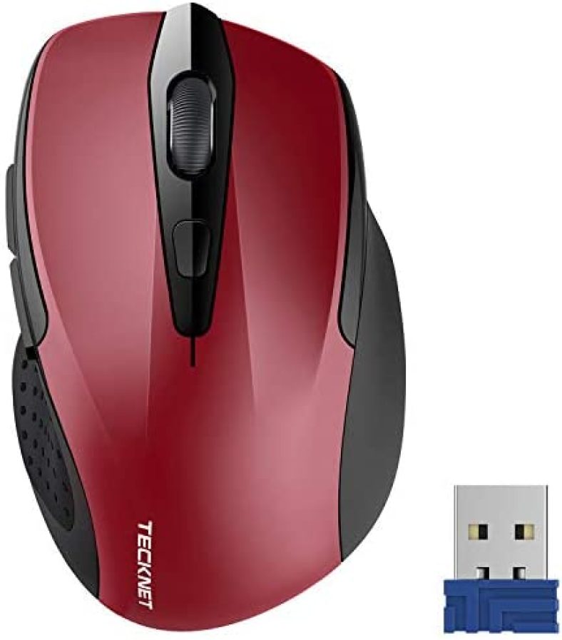 TECKNET Pro 2.4G Ergonomic Wireless Optical Mouse with USB Nano Receiver for Laptop,PC,Computer,Chromebook,Notebook,6 Buttons,24 Months Battery Life, 2600 DPI, 5 Adjustment Levels