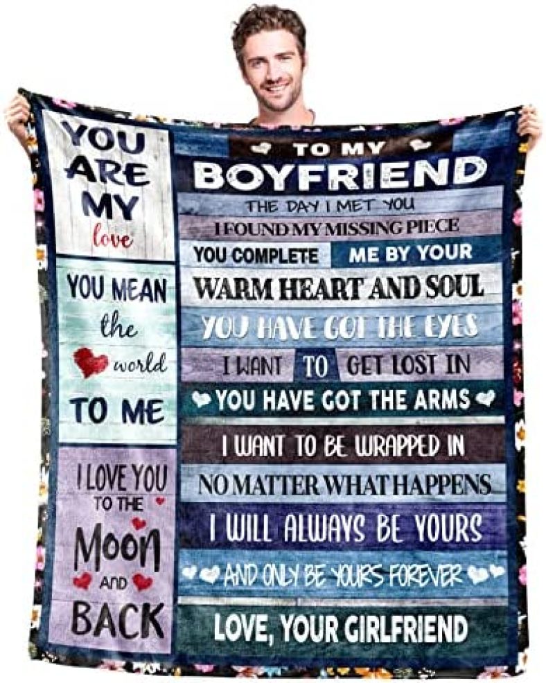 Gifts for Boyfriend Soft Blanket Anniversary Birthday Romantic Gift for Him Couples Luxury Light Weight Throw Blanket for Couch Sofa Bedding 60” x 50”