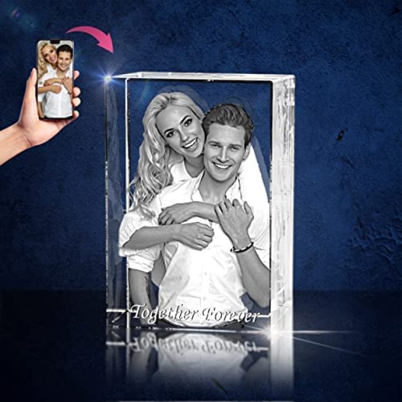 3D Crystal Photo – 3D Crystal Picture Cube Hand Cut – Personalized with Custom Engraving – Gift for Father’s Day, Anniversary, Pet, Memorable Gift, and Keepsake, XXL Portrait