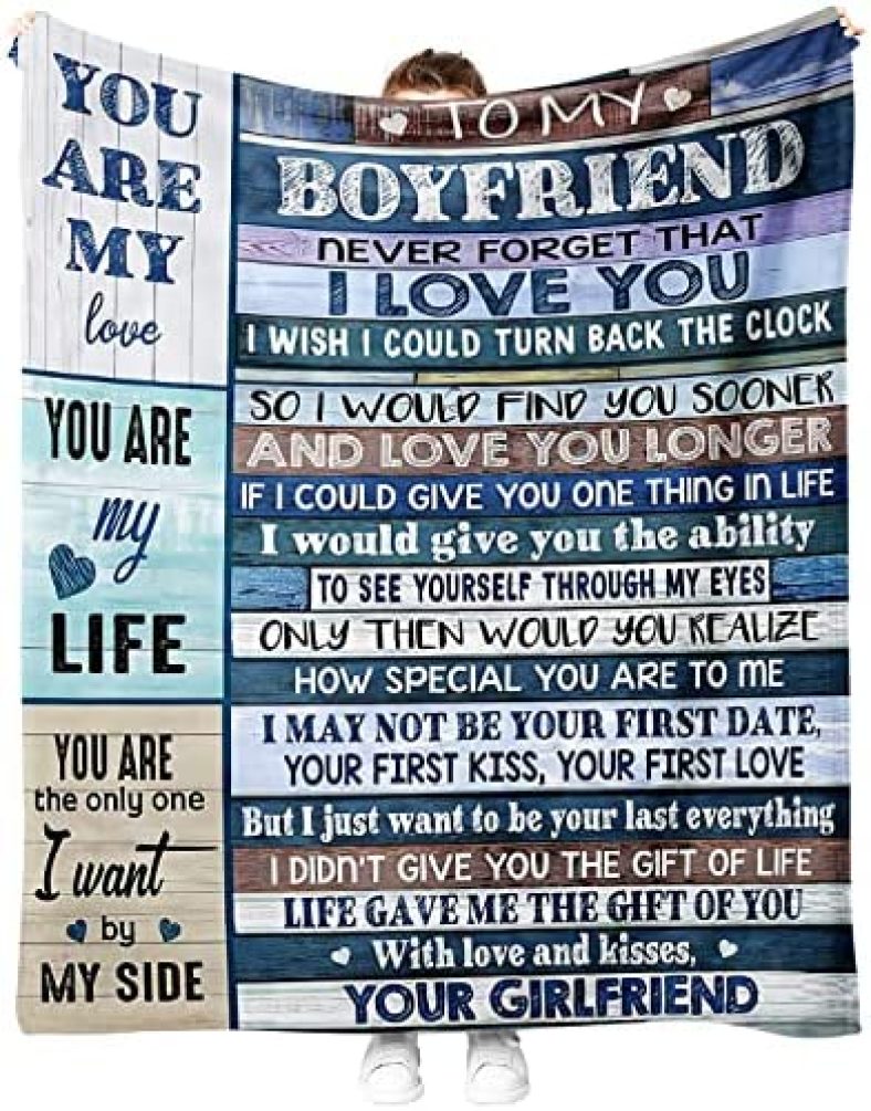 Gifts for Boyfriend from Girlfriend Throw Blanket Anniversary Birthday Gifts for Boyfriend Christmas Romantic Gift for Him Fleece Blanket for Bed Sofa Couch