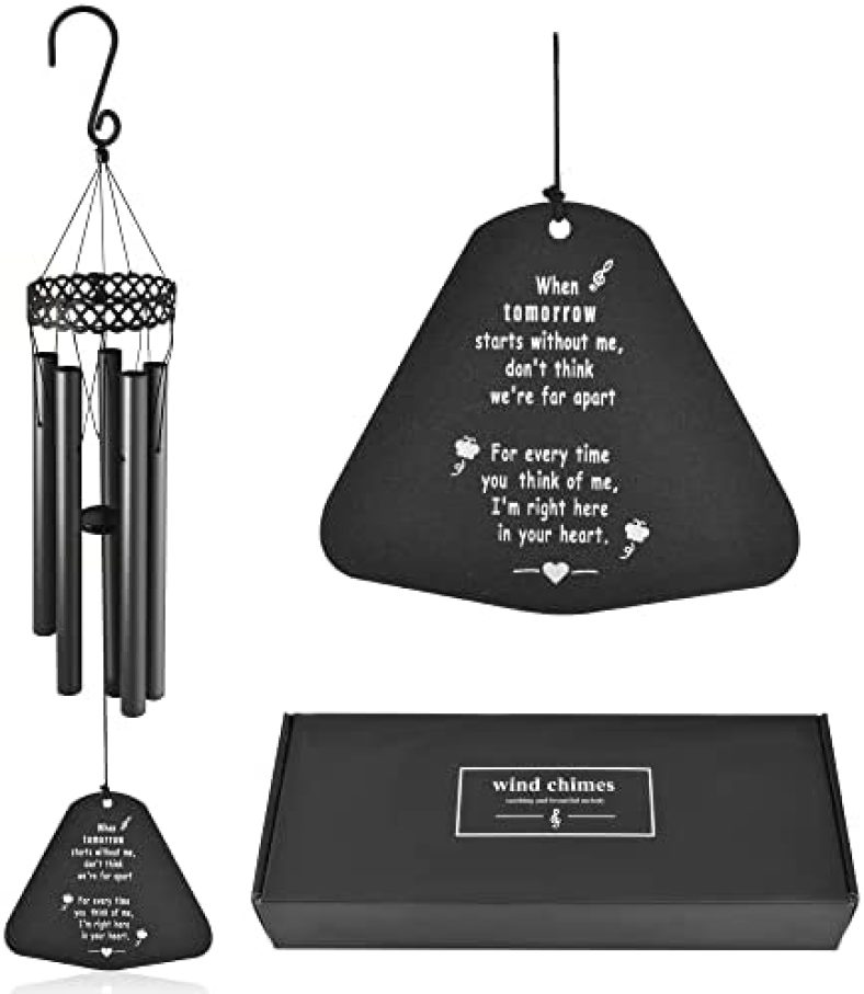 EVEAGE Sympathy Wind Chimes, Memorial Wind Chimes in Memory of a Loved One, Memorial/Bereavement/Funeral/Remembrance/Condolence Gifts, for Loss of Mother/Father/Son/Daughter/Husband/Wife, 35’’ Black