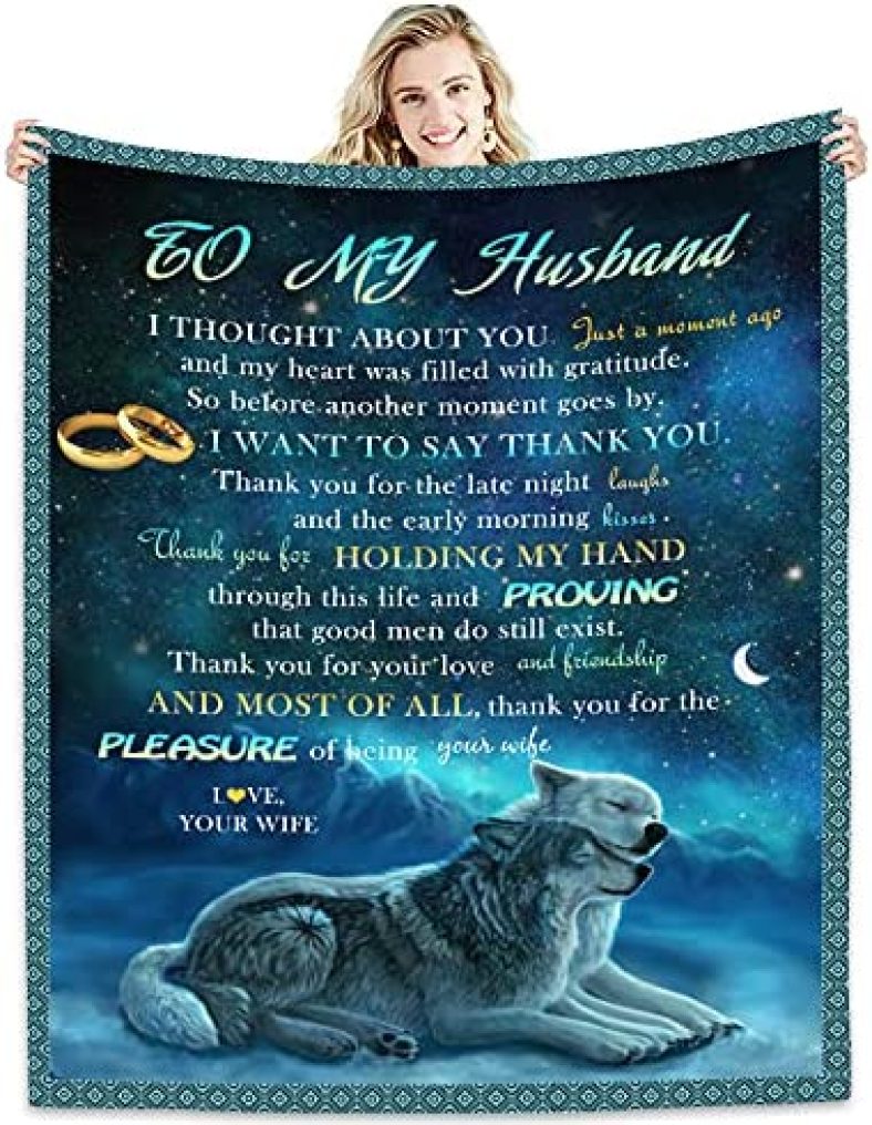 Gift to My Husband Blankets from Wife Ultra-Soft Micro Fleece Throws Blanket for Best Husband Birthdays Anniversary Wedding Gifts Blankets for Bed Bedding Sofa Travel 60″ x 50″