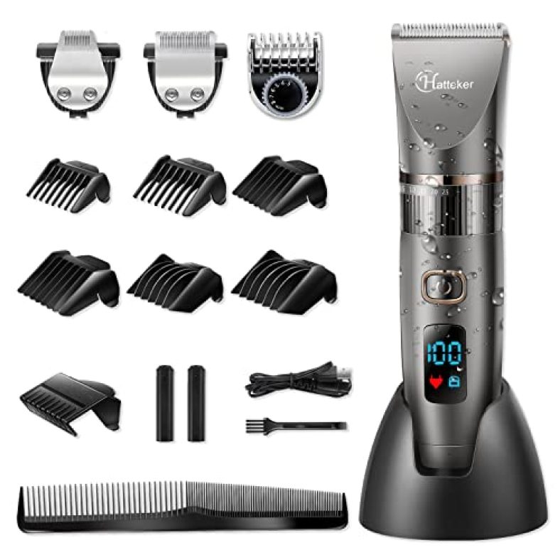 Hatteker Mens Beard Trimmer Cordless Hair Trimmer Hair Clipper Detail Trimmer 3 In 1 for Men Hair Cutting Kit Men’s Grooming Kit Waterproof