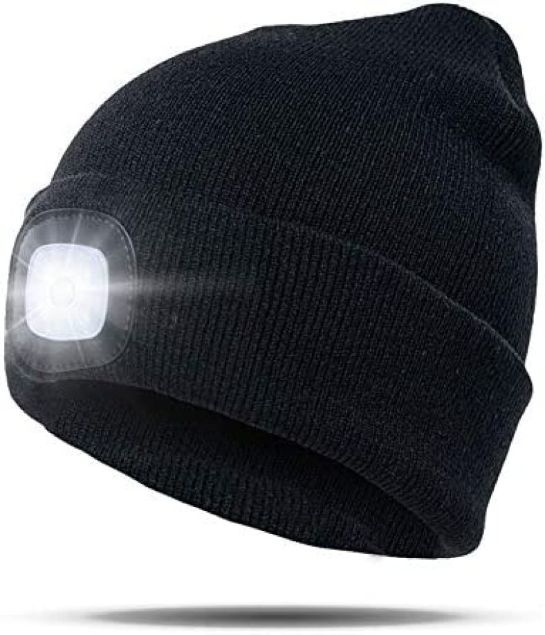 Unisex Beanie Hat with Light, USB Rechargeable LED Headlamp Beanie, Gifts for Dad Father Men Husband Warm Knitted Cap