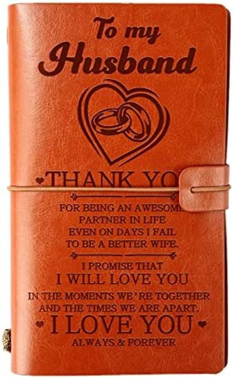 Welsky Husband Birthday Gifts for Him Wedding Anniversary Husband Gifts from Wife To My Husband Gifts-I Love You Always & Forever-140 Pages Fillable Leather Journal Husband Appreciation Gifts Card