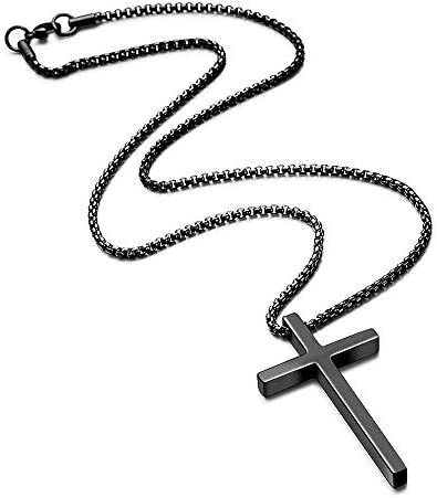M MOOHAM Cross Necklace for Men, Silver Black Gold Stainless Steel ...
