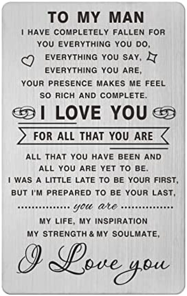 I Love You Gifts for Him Men, Husband Boyfriend Anniversary Birthday Wedding Engraved Wallet Card