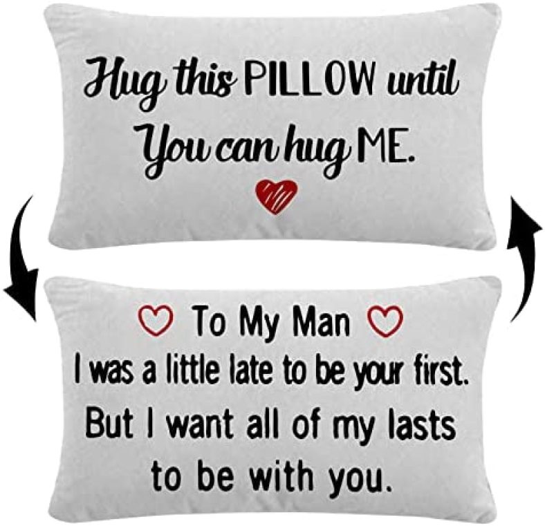 Long Distance Relationship Gifts Reversible Decor Throw Pillow Case Decor for Home Bedroom,12” x 20” Pillow case,Funny Gift for Boyfriend,Husband,Anniversary,Wedding,Engagement