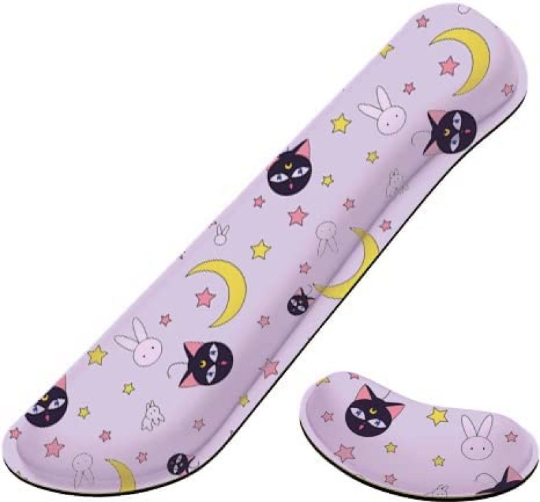 Sailor Moon Keyboard Wrist Rest Anime Cute Kawaii Mouse Pad with Wrist Support Purple Mouse pad Enlarge Gel Memory Foam for Computer Desk Decor Accessories