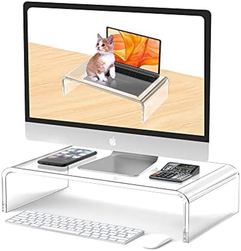 Acrylic Monitor Stand Riser Computer Monitor Riser Computer Monitor Stand or Holder Clear Monitor Stand Acrylic Laptop Stand Acrylic Monitor Riser White Monitor Stand Acrylic Computer Stand