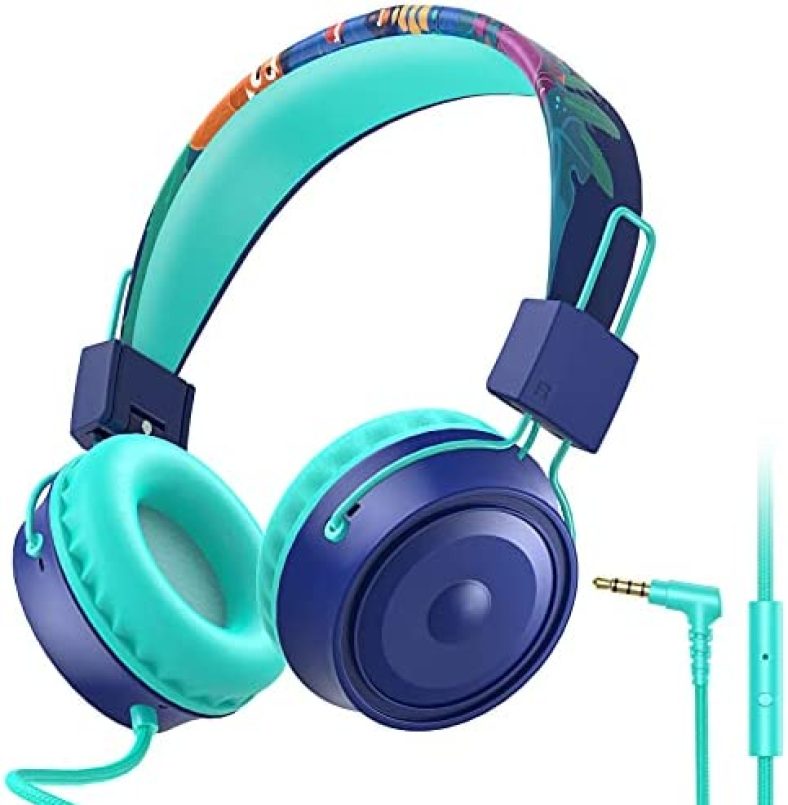 ShinePick Kids Headphones, Wired Headphones for Boys Teen Girls, Children Headphones with 85dB Volume Limit, On-Ear Headphones for School, Travel, Cellphones, Tablets, PC（Blue）