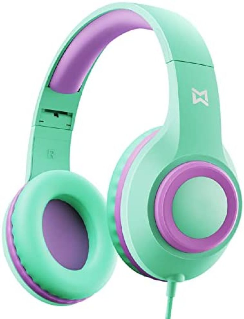 Kids Headphones, Mevoix Headphones for Kids for School, 94dB Volume Limit Over Ear Headphones, Foldable Kids Headphones Wired for Girls Boys Teens, Wired Toddler Headphones for iPad Phone Kindle