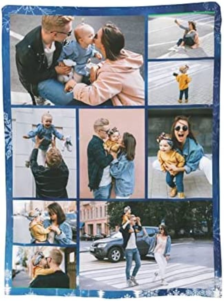 Custom Blanket with Photos and Text,Soft Fuzzy Personalized Customized Blankets for Family Dad Mom Friends Kids and Pets,Birthday Collage Wedding Gifts Throw Blanket for Women Men Baby 40 X 30 Inch