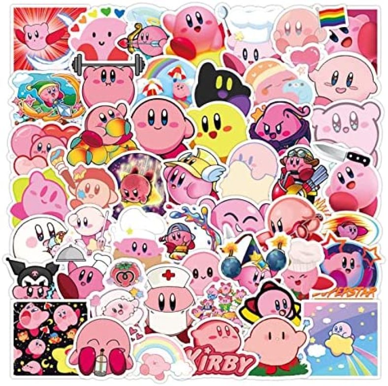 50Pcs Kirby Star Sticker Funny Sticker Meme to The Mainstream for Kirby Star Fan Sticker Waterproof Bright Colors Decal for Computer, car, Windows, Bumper, Motorboat, Laptop, Helmet (Kirby Star)