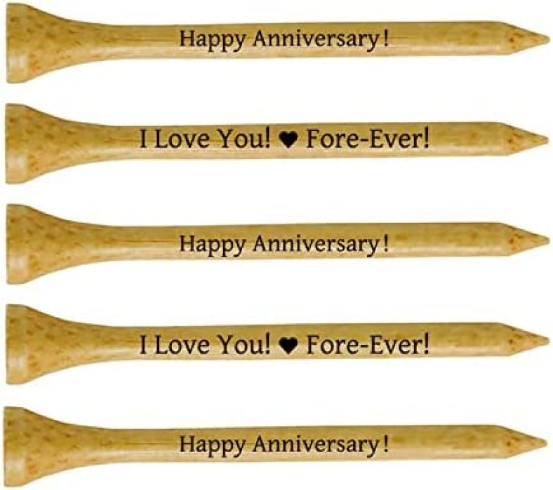 Anniversary Day Gifts for Husband – 3-1/4 inch Wood Golf Tees Bulk – Anniversary Day Gift from Wife Girlfriend – Wedding Present Ideas for Him Men Boyfriend Couple 1 2 3 4 5 Year White