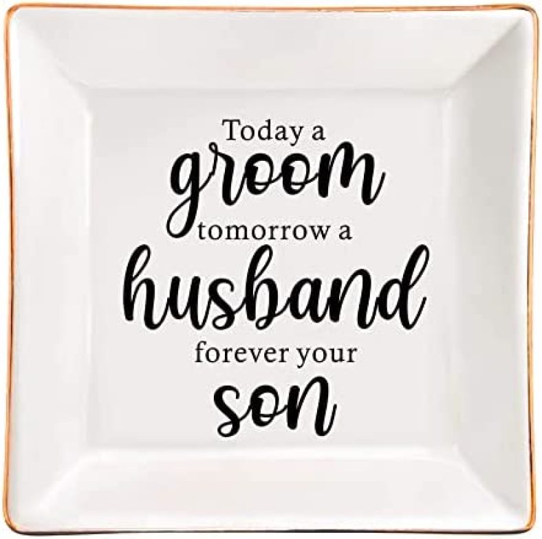 Ceramic Jewelry Trinket Dish for Mother of The Groom from Groom, Mother of The Groom Gifts from Son, Today a Groom, Tomorrow a Husband, Forever Your Son – Wedding Gifts for Mom