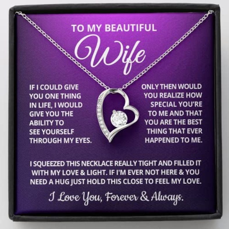 Necklaces for Wife from Husband to Wife Necklace Gifts from Husband to Wife Wedding Anniversary Jewelry for Wife Birthday Gifts from Husband, To My Wife Necklace Gift Set with Message Card Style 7