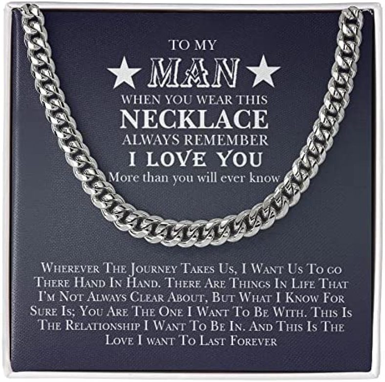 To my Man Husband Boyfriend Soulmate, Husband Necklace From Wife, Necklace For Boyfriend, Cuban Chain Necklace, Custom Jewelry, Last Minutes Gift Ideas For Him, Personalized Necklace, Gifts for Men