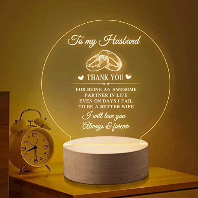 Welsky Husband Gifts from Wife to My Husband Birthday Gifts Unique, Personalized Night Light Gifts for Him with Love Sayings Meaningful Anniversary Wedding Birthday Gifts for Husband Romantic