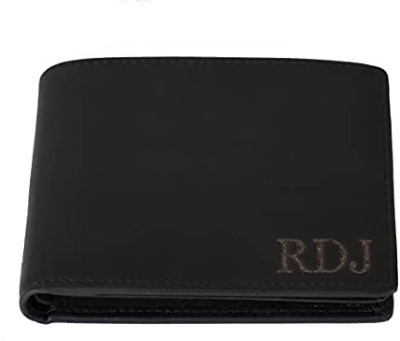 Custom Wallets For Men, Personalized Gifts For Men, Personalized Wallet For Men, Customized Engraved Full Grain Leather with RFID Blocking, Custom Gifts, Customized Wallets For Fathers Day, Boyfriend (Black)