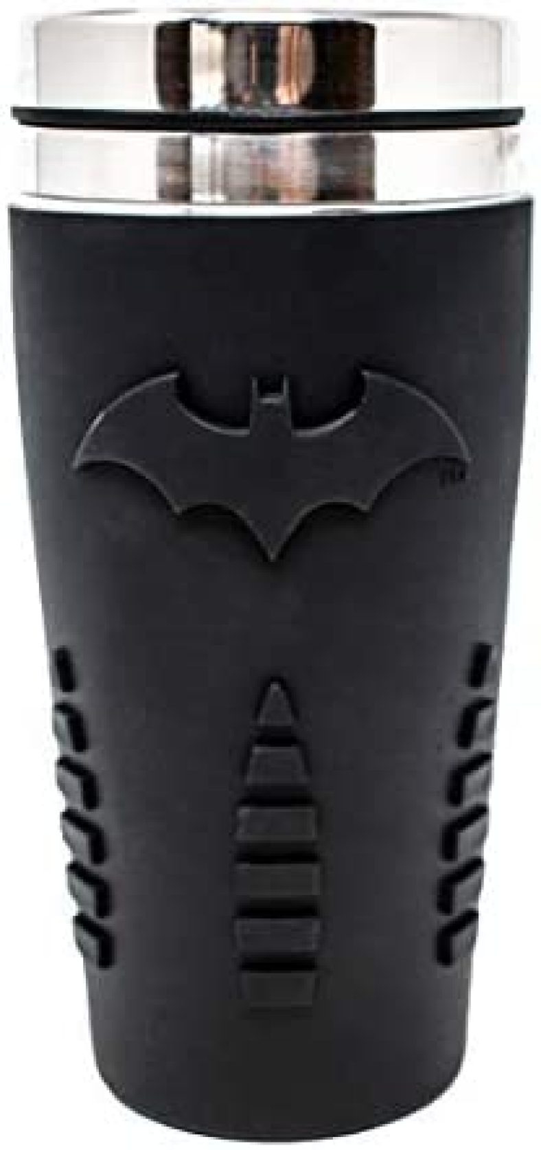 Paladone Batman Travel Mug with Silicone Grip Sleeve, 15oz, Insulated Stainless Steel Tumbler with Lid, Officially Licensed DC Comics Coffee Mug