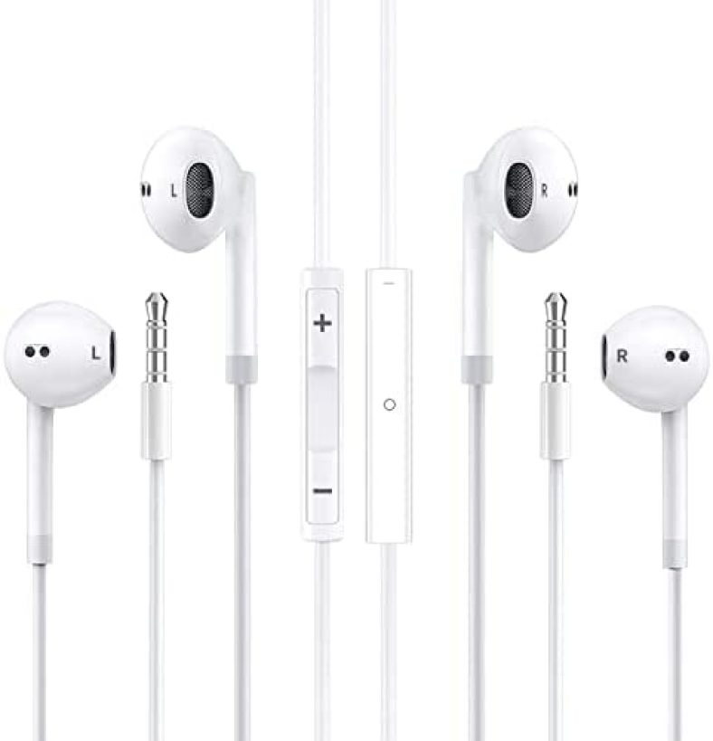 Headphones Wired with Microphone 2 Pack, in-Ear Earphones Earbuds 3.5mm Plug, Volume Control, Compatible with Samsung, iPhone 6s, Android, Computers, iPad, Tablets and Other 3.5mm Jack Audio Devices