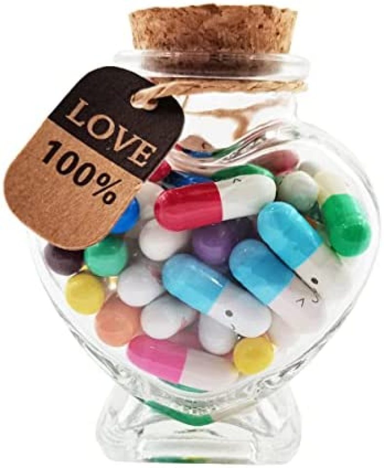 Capsule Letters Message in a Bottle – 50pcs Cute Capsule Pills Gift for Girlfriend Boyfriend Women Wife Husband, Love Letter for Birthday, Christmas, Anniversary, Valentine Day, Mothers Day Gift