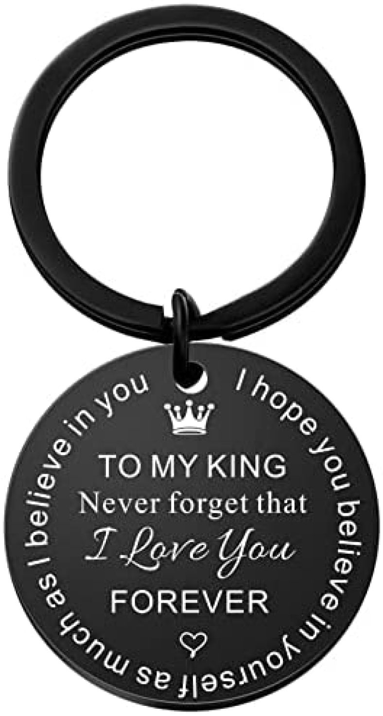 Boyfriend Gifts Keychain for Him Valentines Gifts for Fiancé Couple Birthday Wedding Gifts From Hubby Wifey Keyring Jewelry To My King I Love You Forever