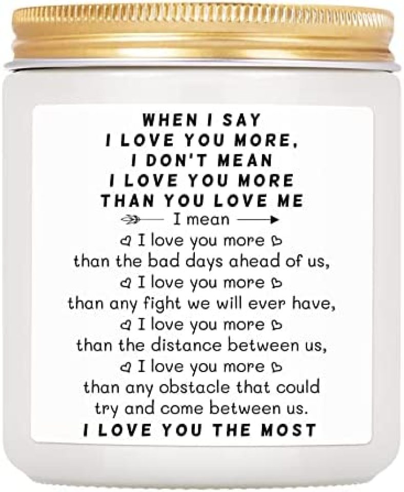 I Love You Gifts for Him Her, Funny Anniversary Valentine’s Day Brithday Christmas Gifts for Him Her Boyfriend Girlfriend Husband Wife – 7oz Lavender Scented Candles