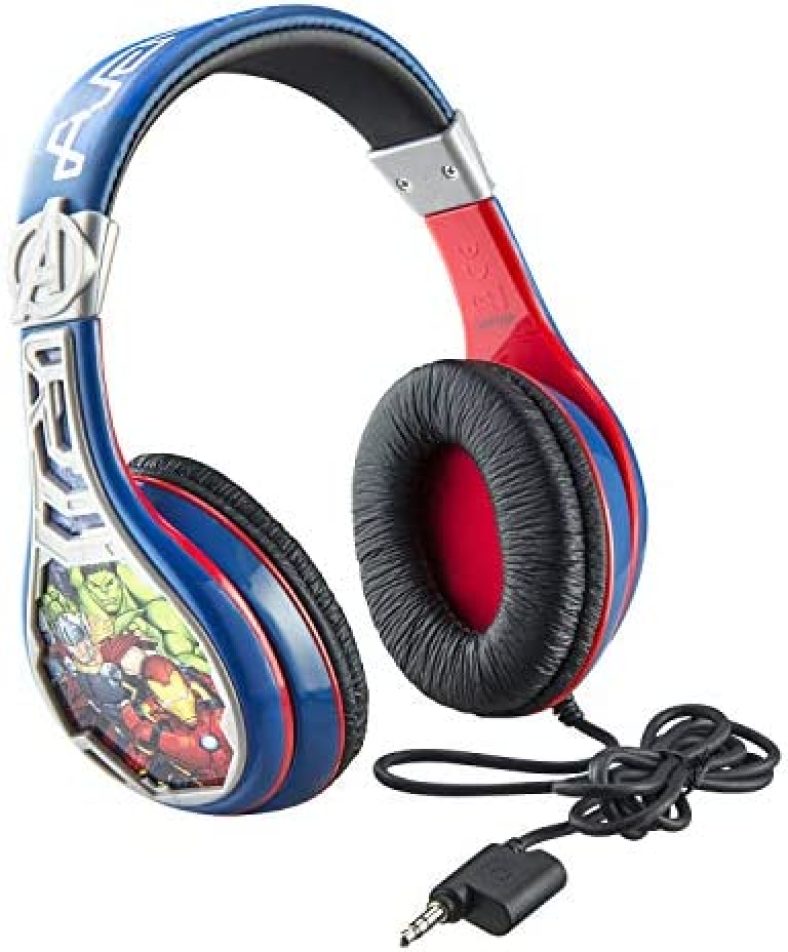 eKids Avengers Headphones for Kids, Adjustable Headband, Stereo Sound, 3.5Mm Jack, Volume Limited Headphones for School, Home, Travel