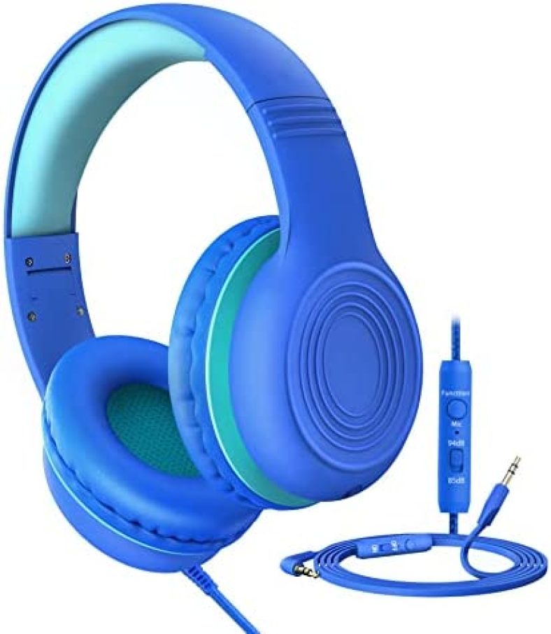 Headphones for Kids, Kids Headphones for School/On Line Class, Wired Noise Cancelling Headphone, Kid Over-Ear Headphone for Toddler/Teen/Tablet/Travel, Toddler Headphone with Hearing Protection, Blue