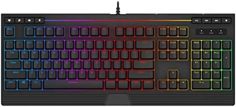 VININUES KG27 RGB Backlit Gaming Keyboard,USB Wired 104 Keys, 25 Anti-Ghosting Spill-Resistant Computer Keyboard for Desktop and PC, Black