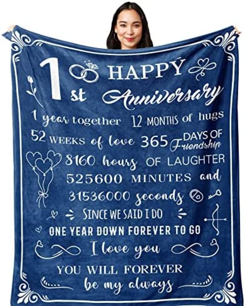 1 Year Anniversary for Boyfriend/Girlfriend Gifts,One year/1st/1 yr Anniversary for Couple/Him/Her/Husband/Wife/Girlfriend/Boyfriend Gifts Ideas,1st Wedding Anniversary Blanket 60″x50″