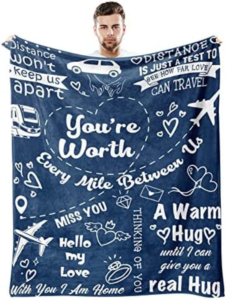 Long Distance Relationship Gifts, Boyfriend Gifts from Girlfriend, Birthday Gifts for Boyfriend Blanket 60″×50″, Romantic Gifts for Him Anniversary Valentines Fathers Day, to My Boyfriend Blankets